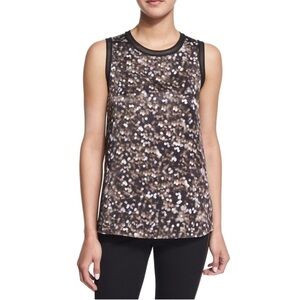 Rag & Bone Edie Printed Silk Sleeveless Tank Top Medium Speckled Dot Print